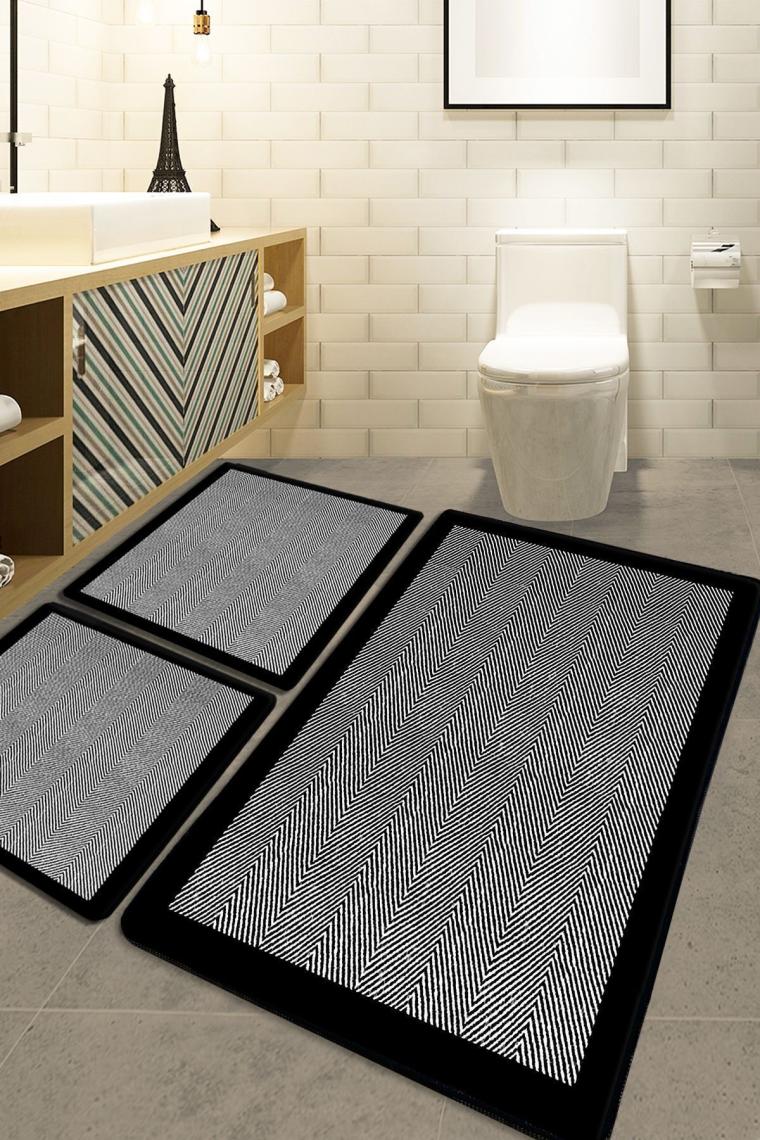 Barley Black 3'lü Set Banyo Halısı Djtbanyobanyo