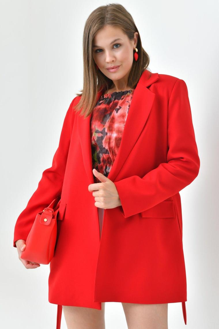 Saade Kırmızı Kuşaklı Ceket