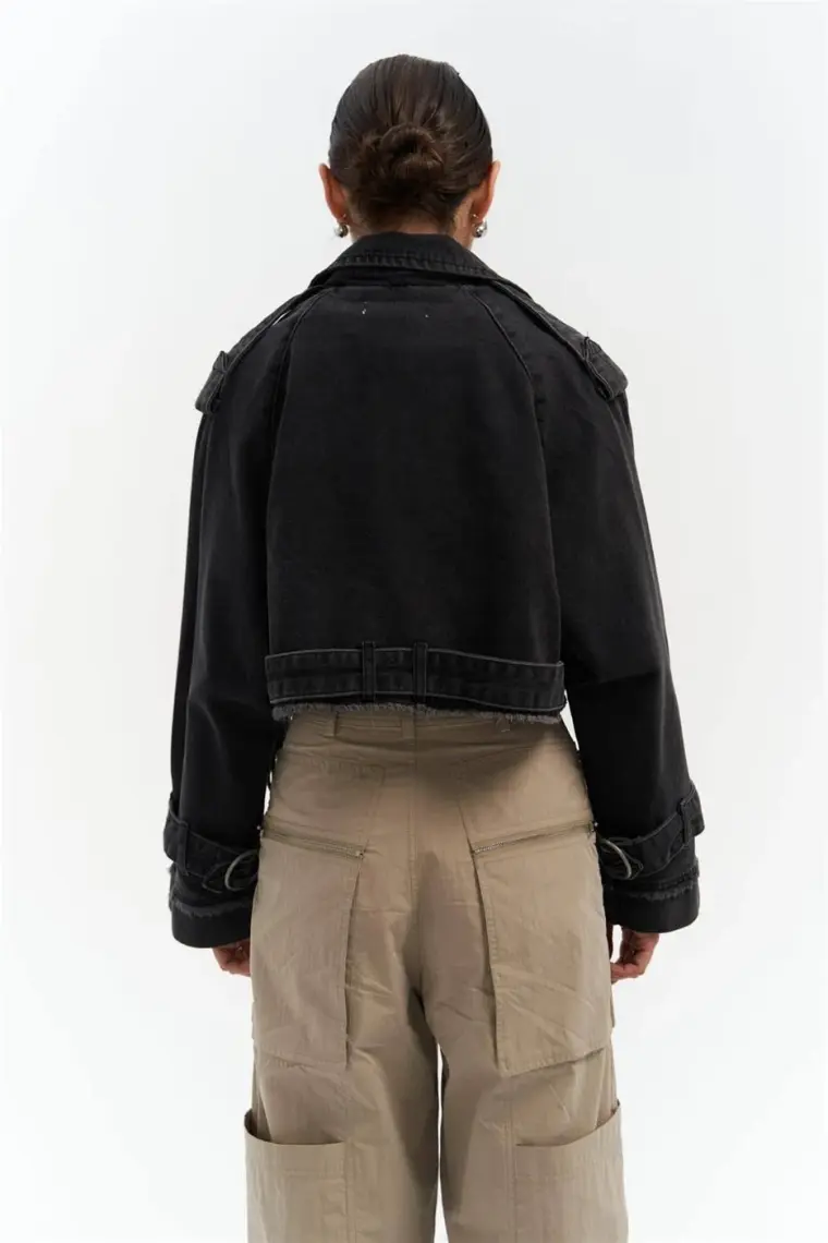 Mai Baggy Füme Biker Jean Ceket
