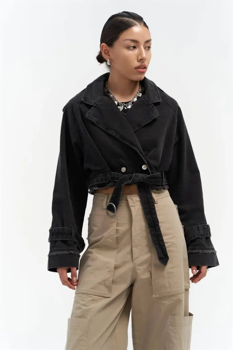 Mai Baggy Füme Biker Jean Ceket