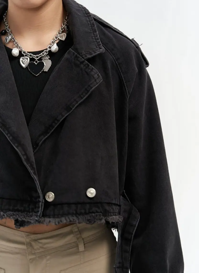 Mai Baggy Füme Biker Jean Ceket