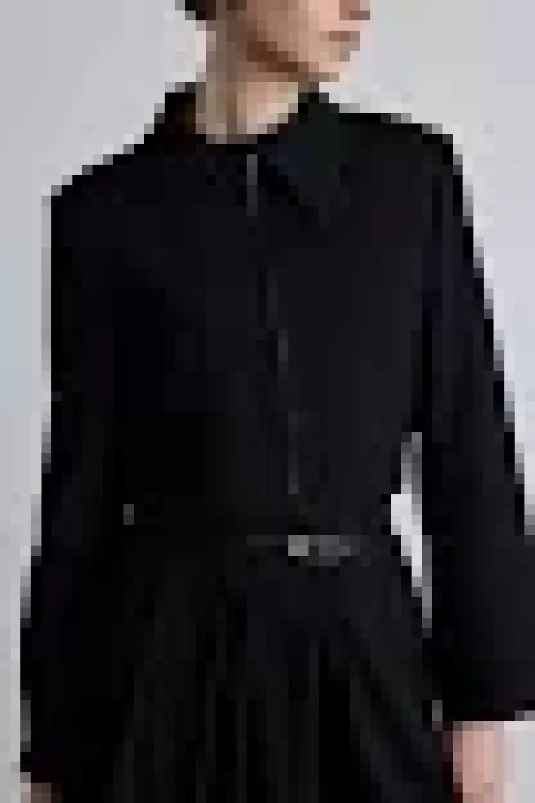 Manuka Klasik Kesim Crop Blazer Ceket Siyah