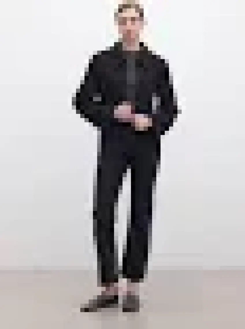 Manuka Klasik Kesim Crop Blazer Ceket Siyah