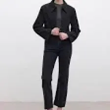 Manuka Klasik Kesim Crop Blazer Ceket Siyah
