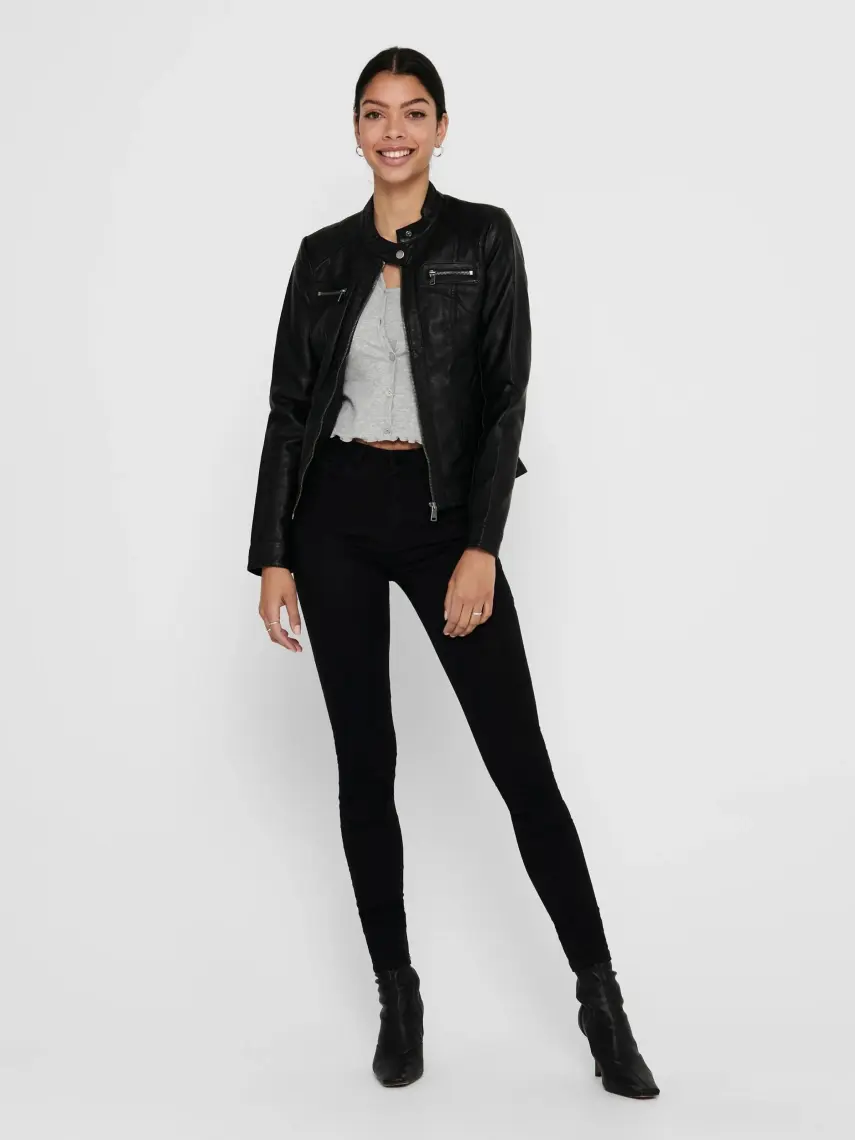 Only Kadın Ceket Onlbandit Faux Leather Biker Otw Noos