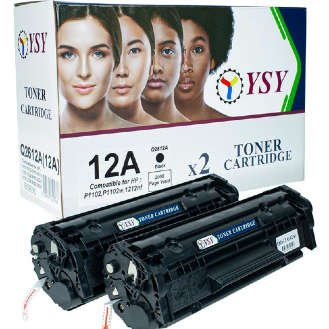 Ysy Hp Q2612A 12A -  2K(2000) Sayfa Verimli Hp Laserjet  1020 1010 1012 1018 1022  3015 3030 3050 3055 3020 1022N 3052 M1005 M1319F Mfp Muadil Toner Kartuş (1 Kutuda 2 Toner)