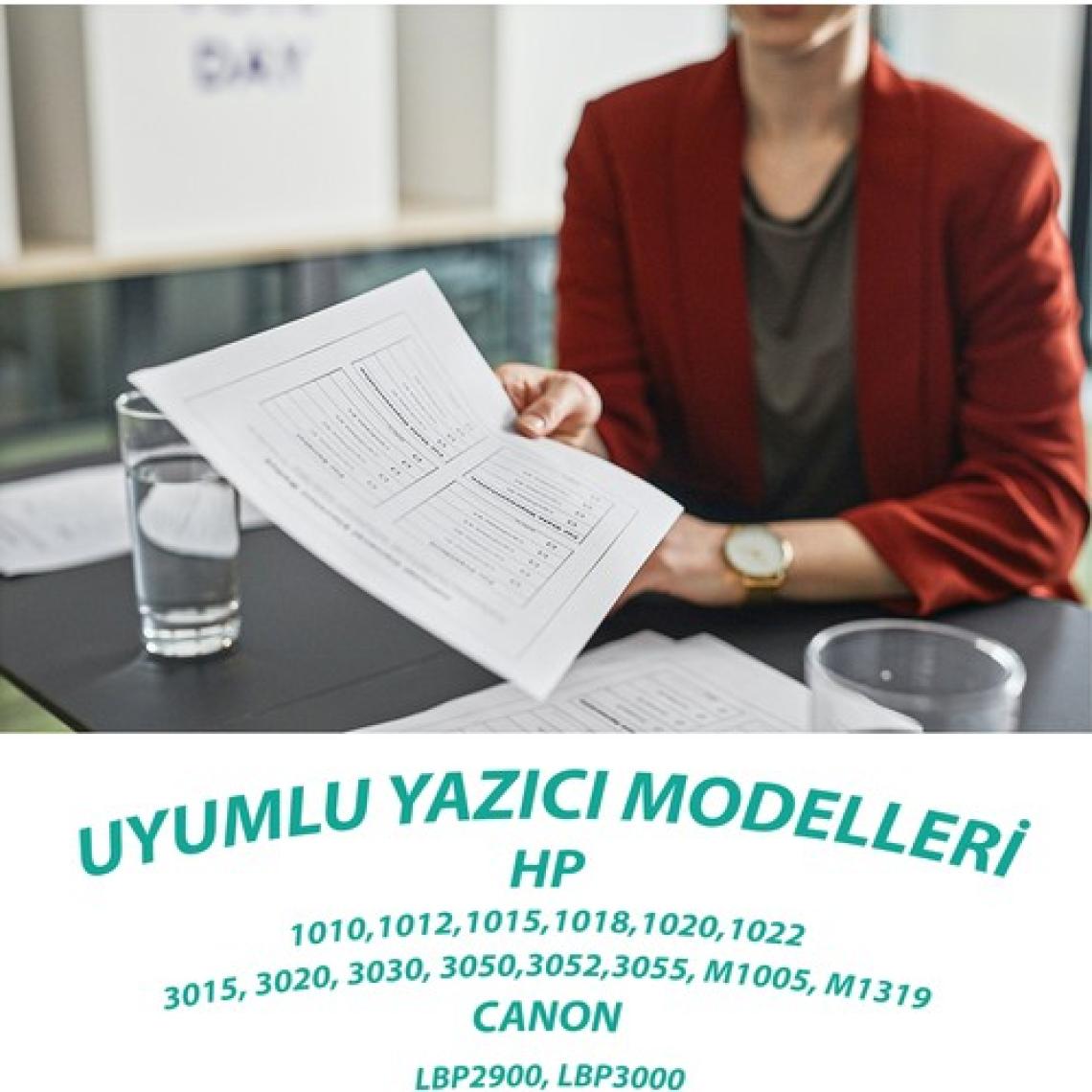 Ysy Hp Q2612A 12A -  2K(2000) Sayfa Verimli Hp Laserjet  1020 1010 1012 1018 1022  3015 3030 3050 3055 3020 1022N 3052 M1005 M1319F Mfp Muadil Toner Kartuş (1 Kutuda 2 Toner)