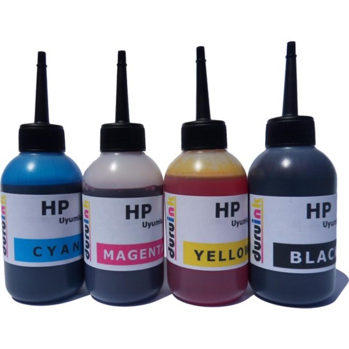 Duruink Hp Bitmeyen Kartuşlu Tanklı Yazıcı Uyumlu 4x100 ml Mürekkep Seti - 4 Renk