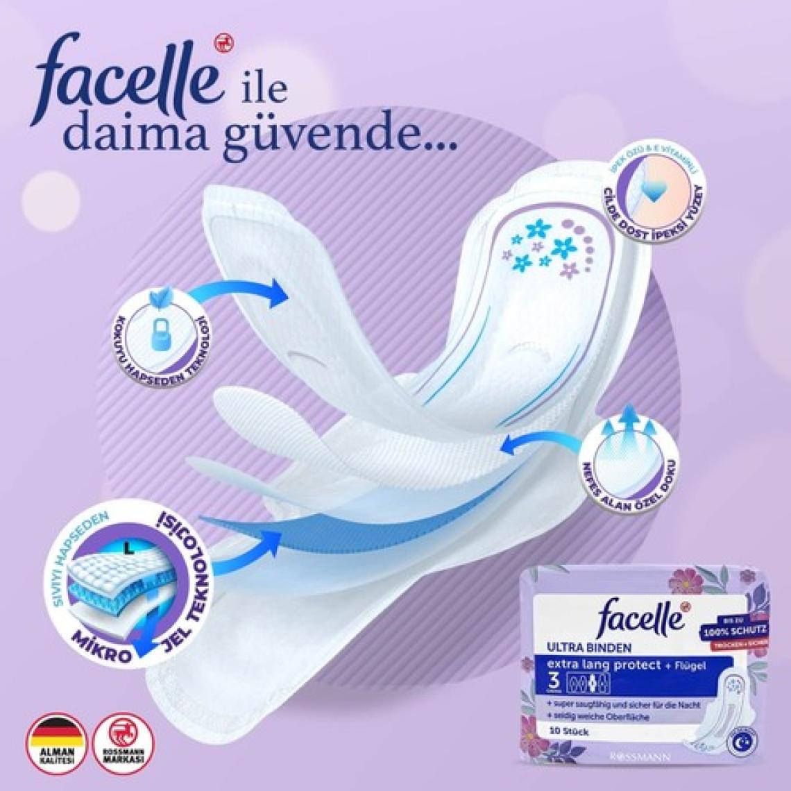 Facelle Ultra Ped 10'lu Kanatlı Gece Koruyucu