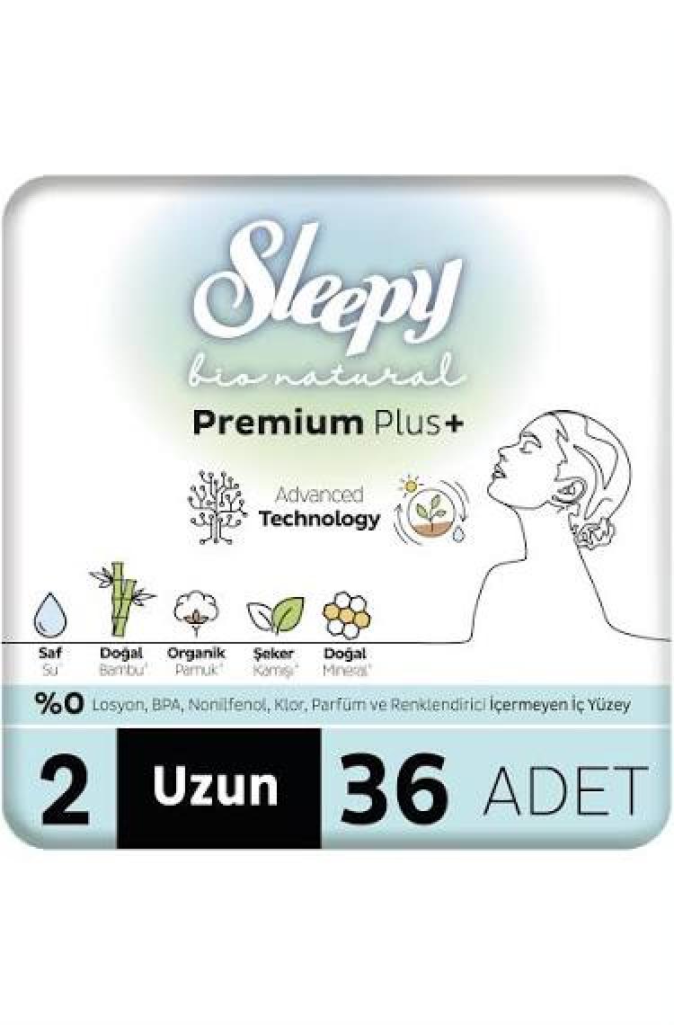 Sleepy Bio Natural Premium Plus Hijyenik Ped Mega Paket Uzun 36 Adet