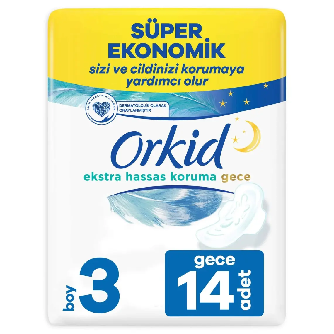 Orkid Extra Hassas Koruma Gece Süper Ekonomik Paket 14 Ped
