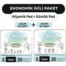 Sleepy Ekonomik Ikili Paket (Bio Natural Premium Plus Hijyenik Ped Uzun 20'li + Günlük Ped Uzun 32'li)