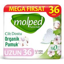 Molped Pure&Soft 36 Adet Organik Pamuklu Hijyenik Ped - Cilt Dostu, Mega Uzun, Boyasız ve Klor İçermeyen Özellikleriyle