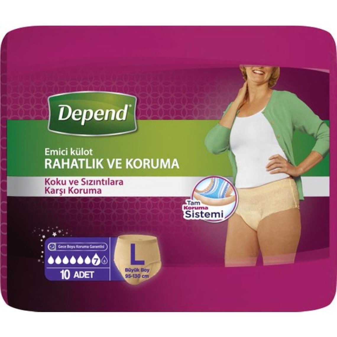 Depend Emici Külot Lohusa Pedi Kadın L Beden 1 Paket 10 Adet