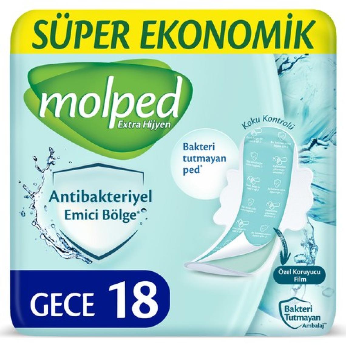 Molped Extra Hijyen Hijyenik Ped Gece 18 Adet