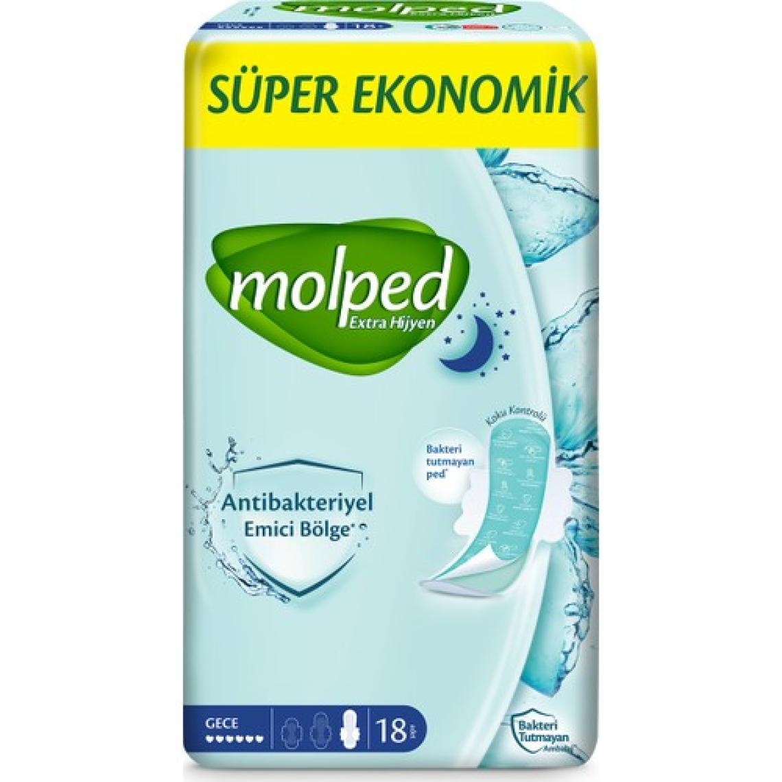 Molped Extra Hijyen Hijyenik Ped Gece 18 Adet