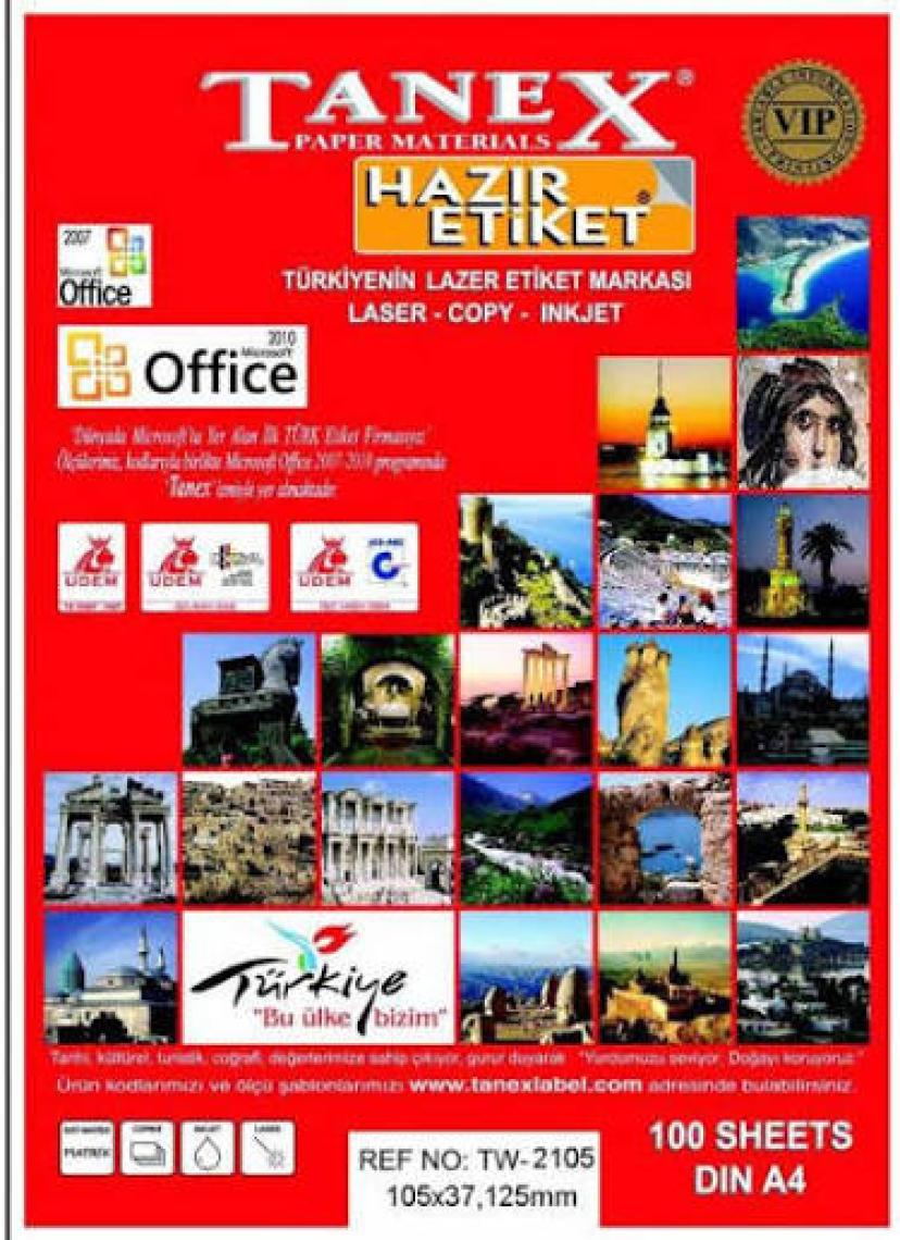 Tanex Tw-2105 Etiket 105 X 37 125Mm