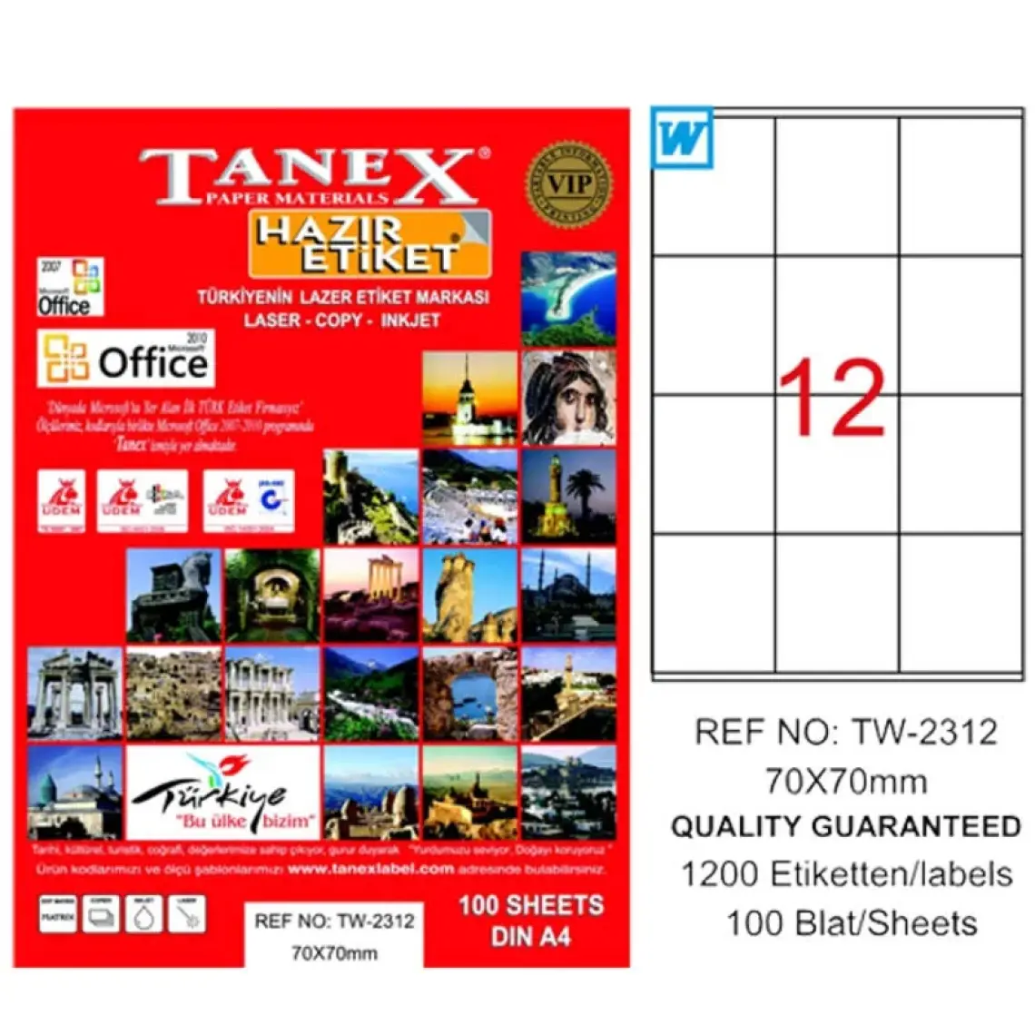 Tanex Tw-2312 Etiket 70 X 70Mm