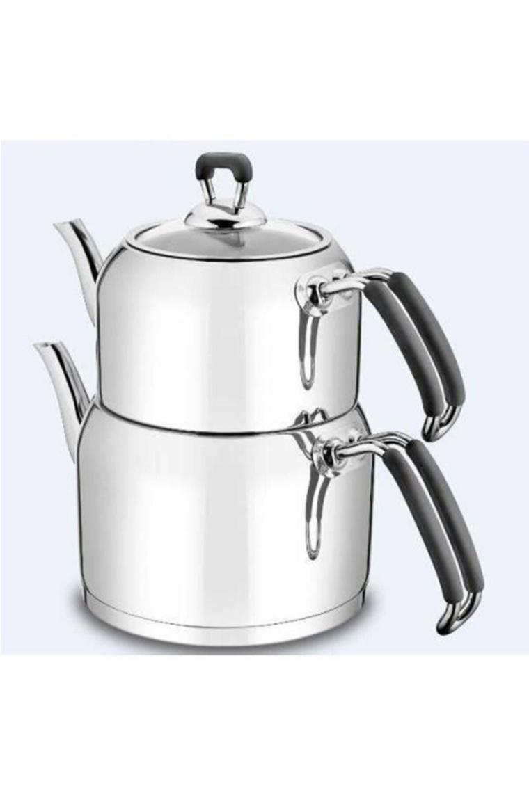 Saphire Sap-4882 Silikon Saplı Orta Boy Çelik Çaydanlık Siyah