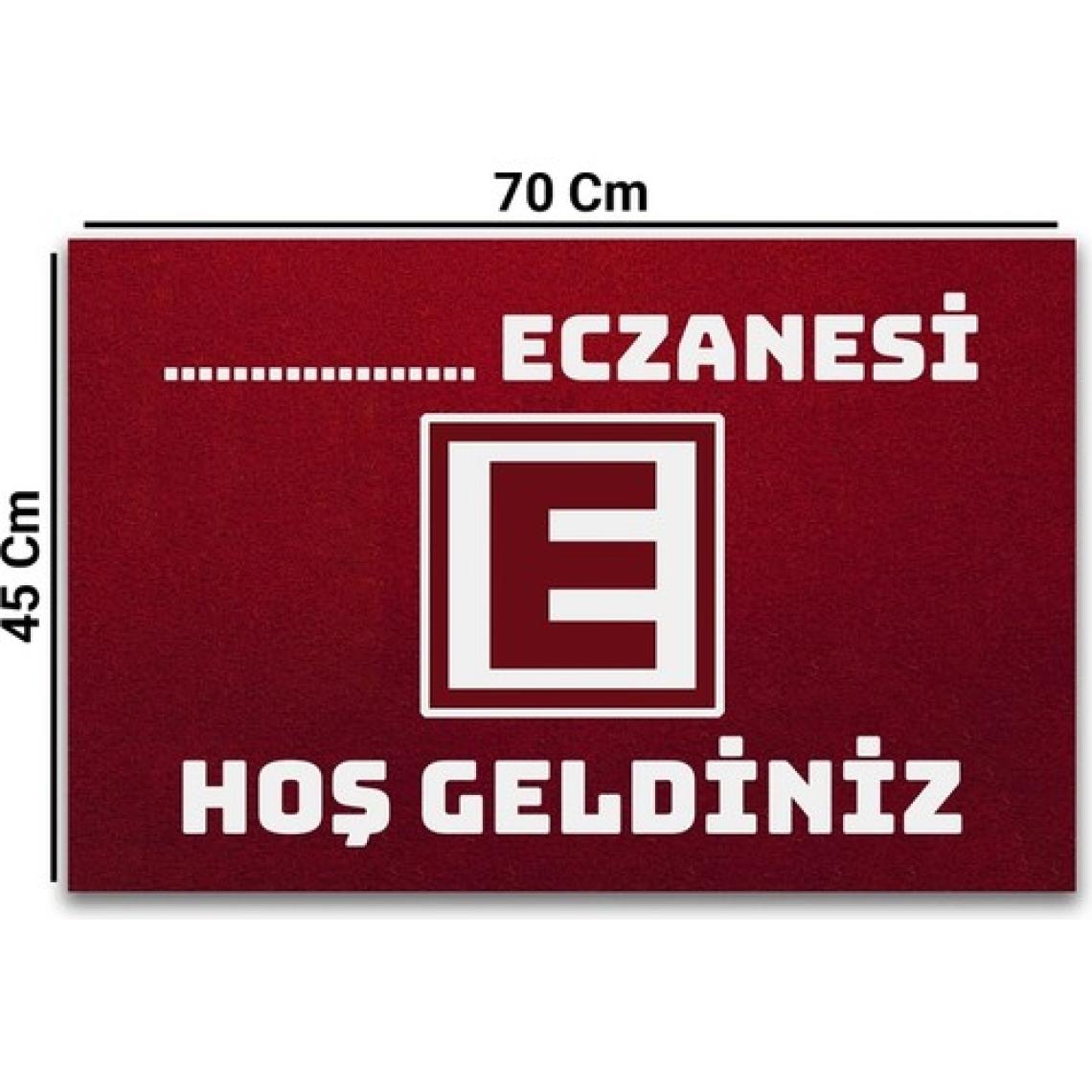 Valerine Life Isme, Kişiye Veya Firmaya Özel Eczane Logolu Kırmızı Hoş Geldiniz Kapı Önü Paspası 45X70CM