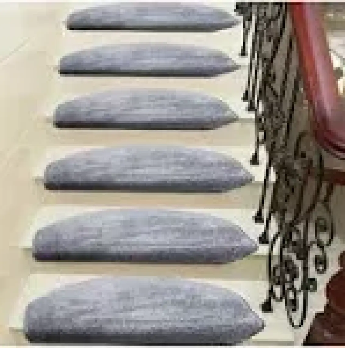 Stepmat Oval Kendinden Yapışkanlı Tufting Merdiven Basamak Paspası - Açık Gri / Adet Olarak Satılır