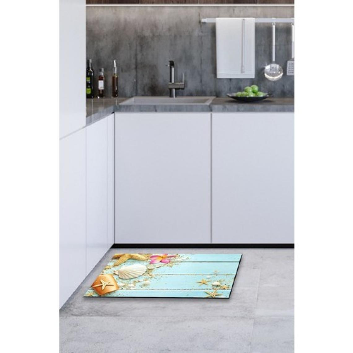 Buket Home Ahşap Turkuaz Iç ve Dış Mekan Dekoratif Çok Amaçlı Kapı Önü Paspası