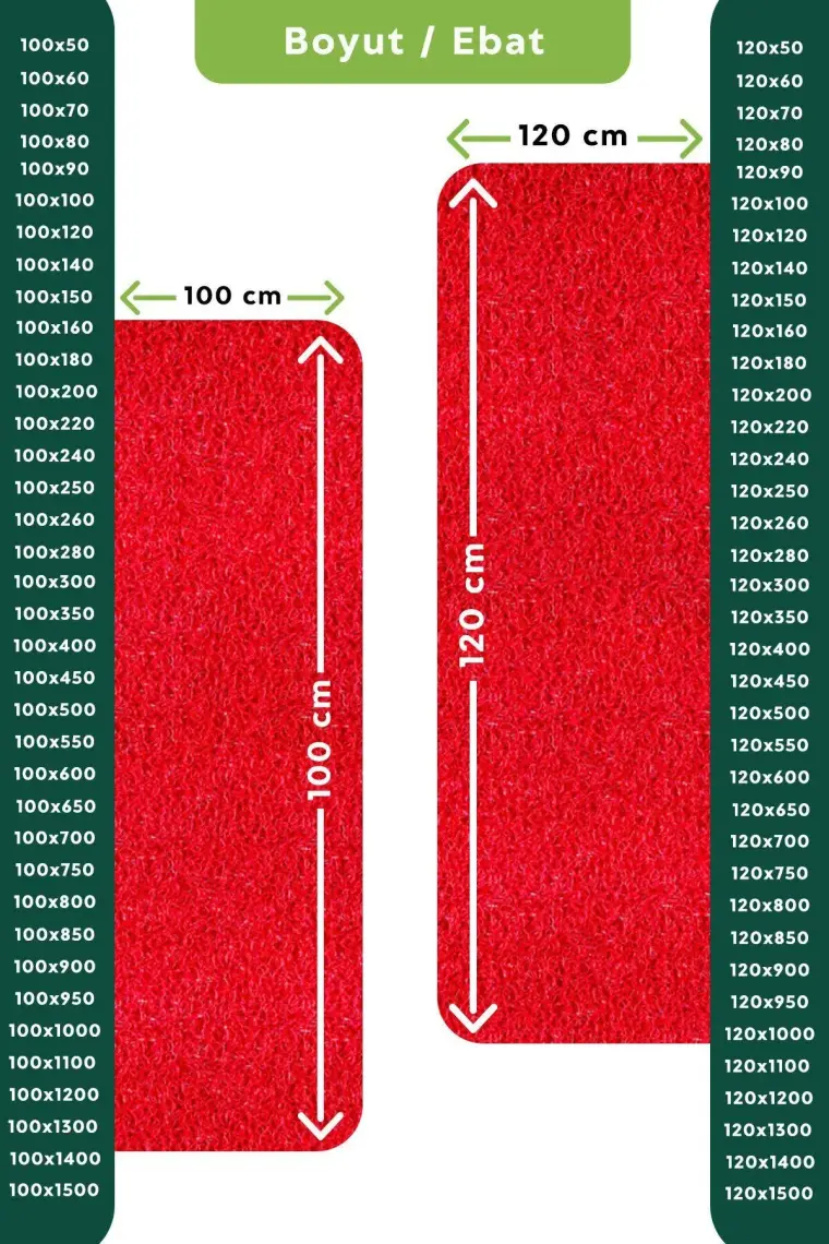 Edükkanım Kaydırmaz Kırmızı Karmaşık Paspas EN:100CM 100 x 50