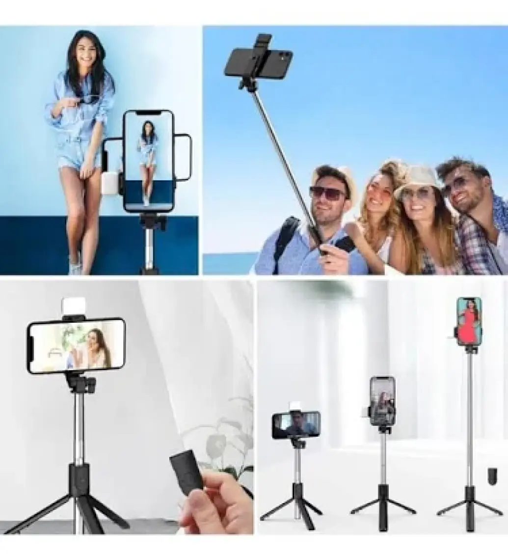 Kendiliğinden LED Işıklı Kumandalı Uzayabilen Selfie Çubuğu,masa Üstü Tripod