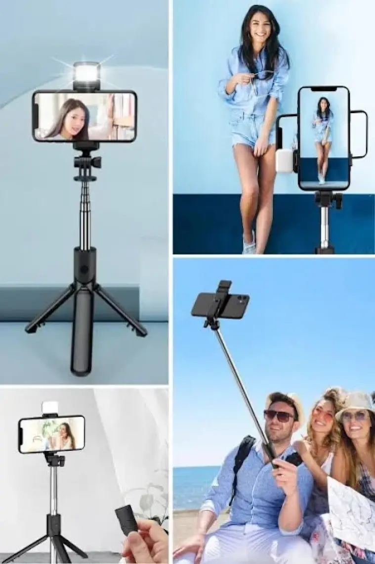 Kendiliğinden LED Işıklı Kumandalı Uzayabilen Selfie Çubuğu,masa Üstü Tripod