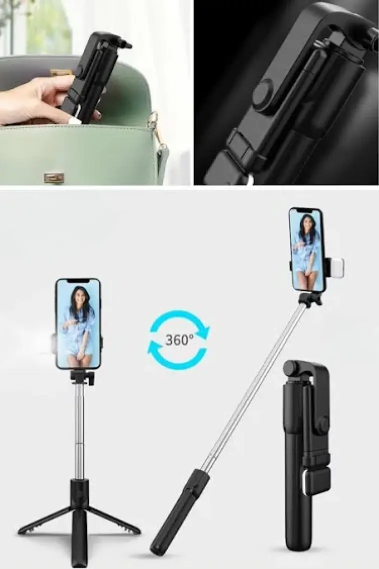 Kendiliğinden LED Işıklı Kumandalı Uzayabilen Selfie Çubuğu,masa Üstü Tripod