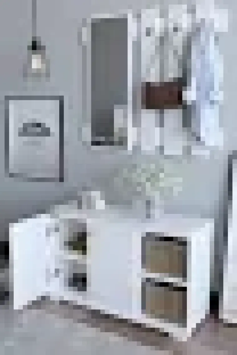 Remaks Plus Aynalı Vestiyer Ayakkabılık Portmanto ve Duvar Askısı - Beyaz / Beyaz