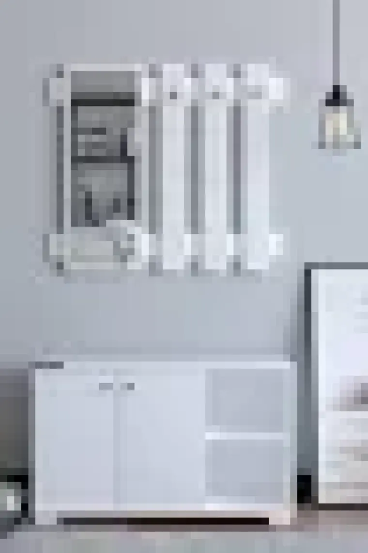 Remaks Plus Aynalı Vestiyer Ayakkabılık Portmanto ve Duvar Askısı - Beyaz / Beyaz