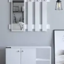 Remaks Plus Aynalı Vestiyer Ayakkabılık Portmanto ve Duvar Askısı - Beyaz / Beyaz