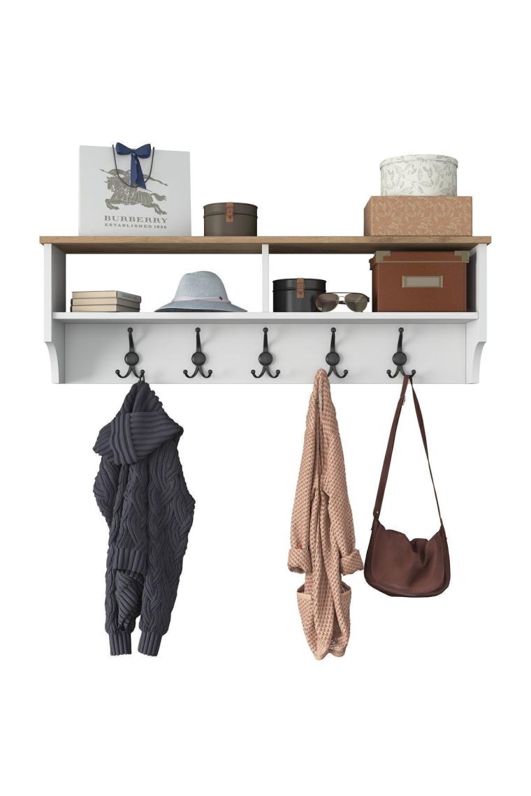 Rani P2 Modern Portmanto Duvar Askısı Beyaz - Sepet Ceviz Vestiyer 120 Cm
