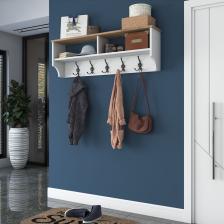 Rani P2 Modern Portmanto Duvar Askısı Beyaz - Sepet Ceviz Vestiyer 120 Cm