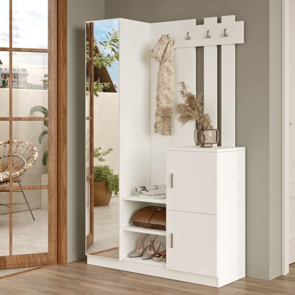 Yurudesign Roger Vestiyer Portmanto Ayakkabılık  Beyaz Dd7-W