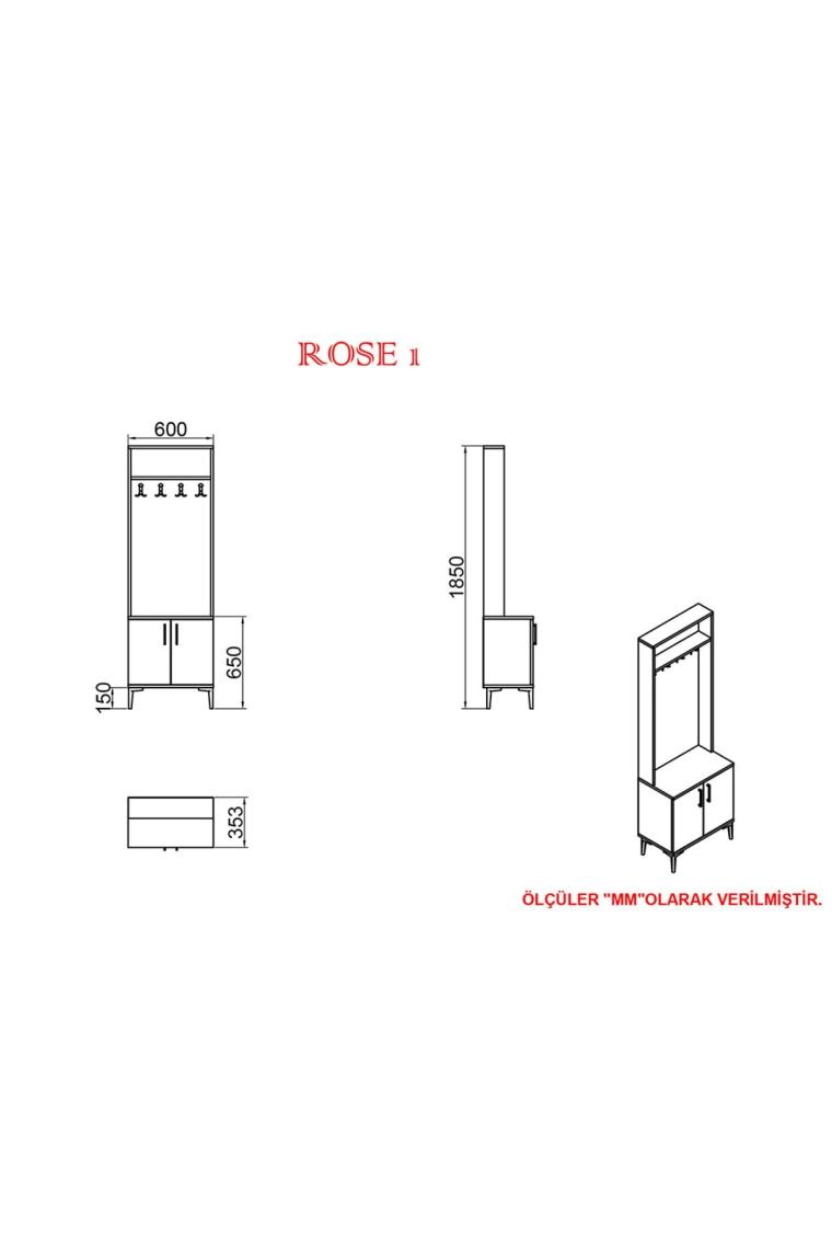 Rose-1 Rs06 Portmanto Vestiyer Ayakkabılık