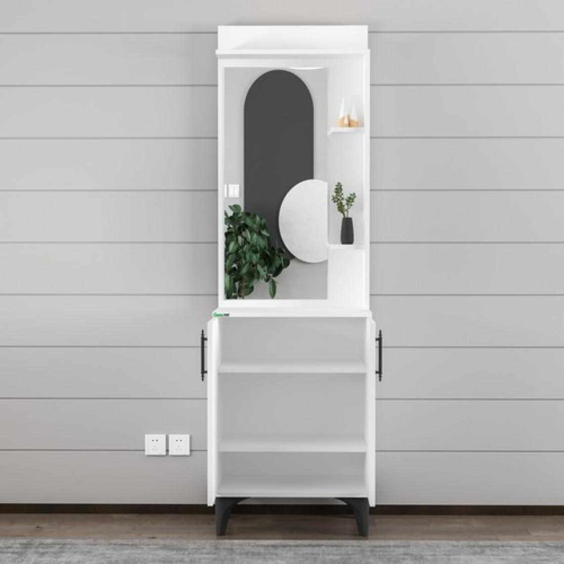 Garaj Home Modern Aynalı Raflı Portmanto Ayakkabılık Vestiyer