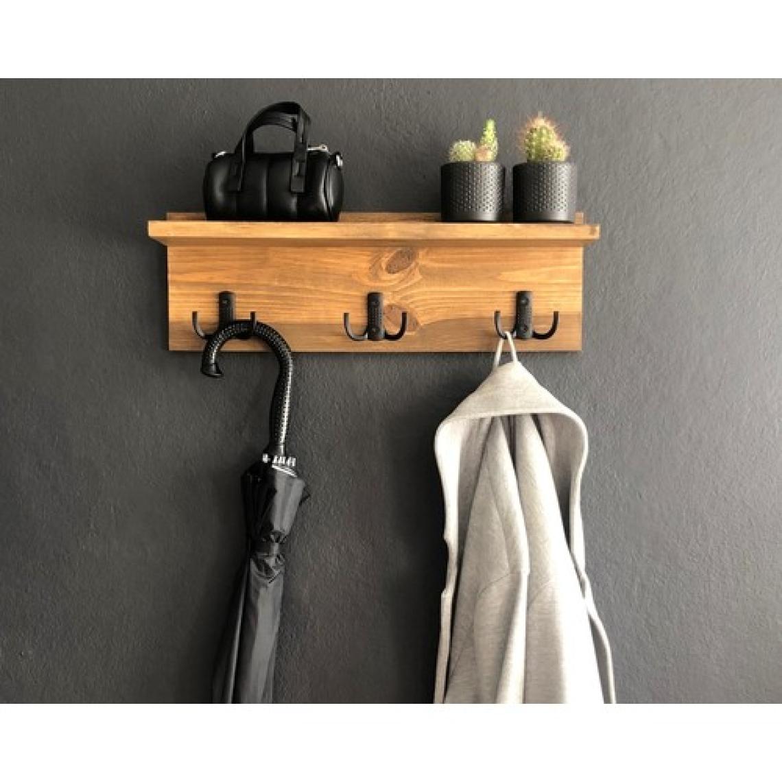 O&A Wood Doğal Ahşap Vestiyer, Dekoratif 3 Askılı Portmanto