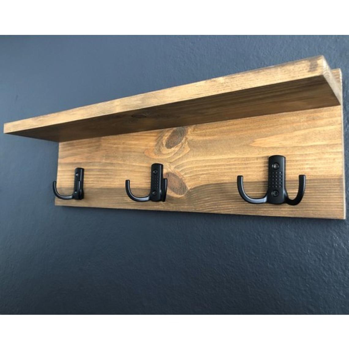 O&A Wood Doğal Ahşap Vestiyer, Dekoratif 3 Askılı Portmanto