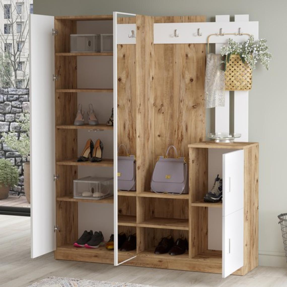 Robin Home Sofia Aynalı Vestiyer Portmanto Ayakkabılık Beyaz