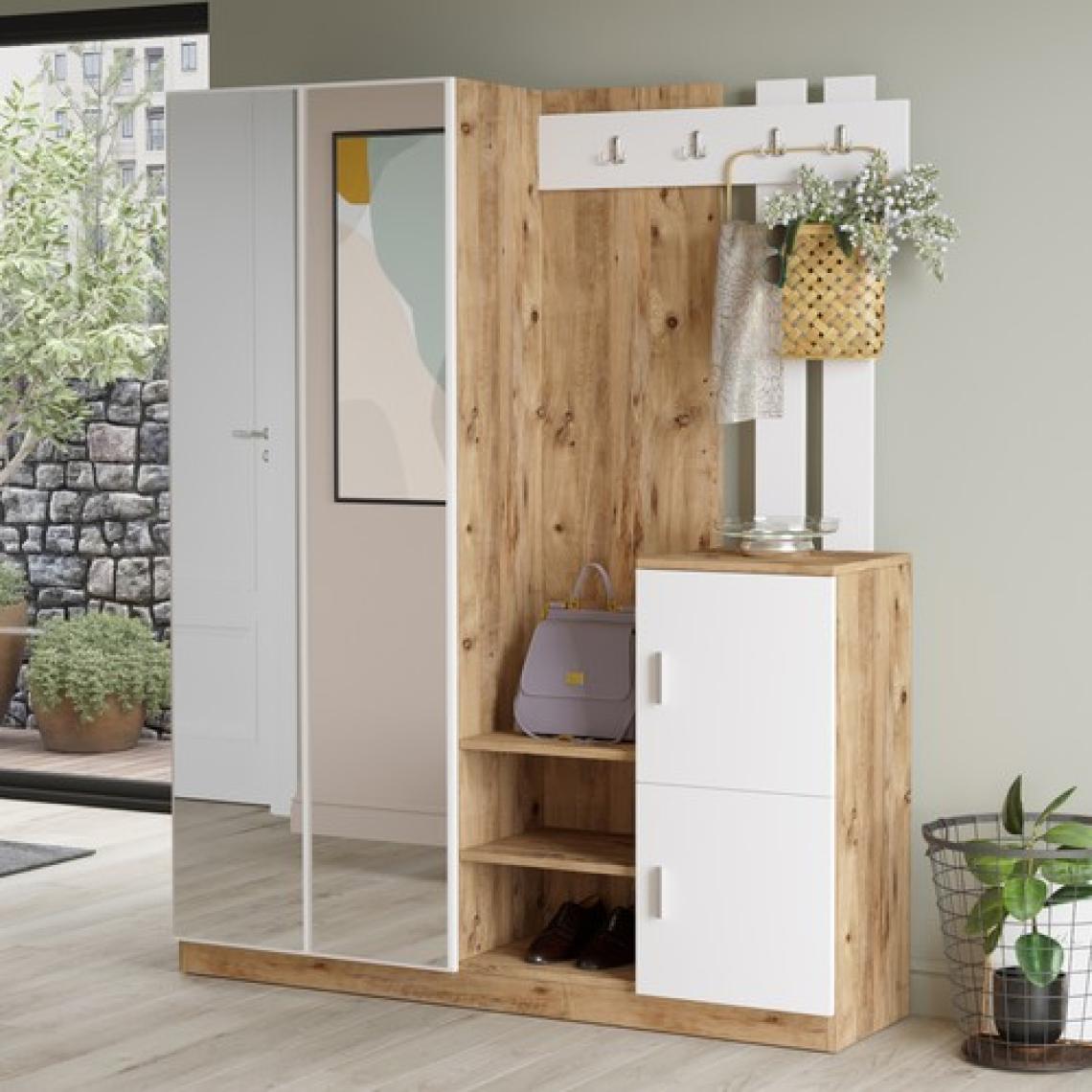 Robin Home Sofia Aynalı Vestiyer Portmanto Ayakkabılık Beyaz