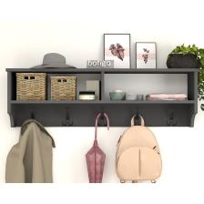 Bofigo Portmanto Duvar Askılığı Elbise Askılığı Raflı Duvar Askılığı 120 cm Antrasit