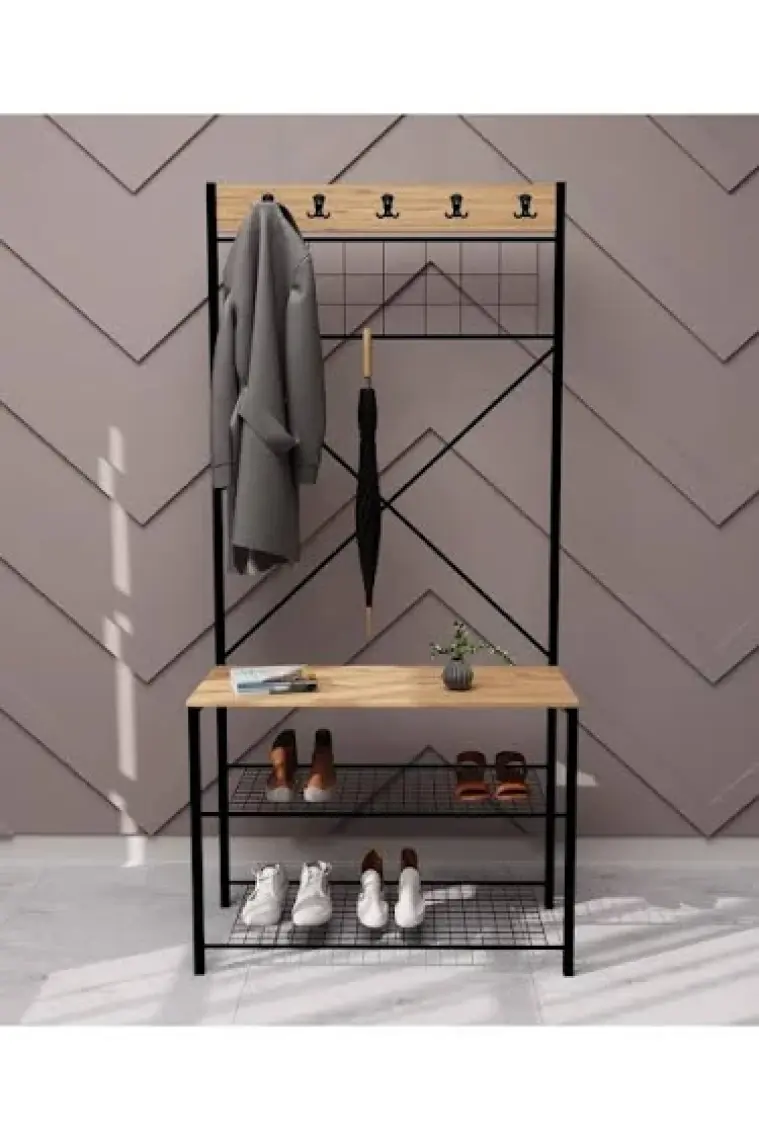 Güzelkan Madeni Eşya Geniş Metal Portmanto, Elbise Askılığı, Vestiyer, Ayakkabılık 1301