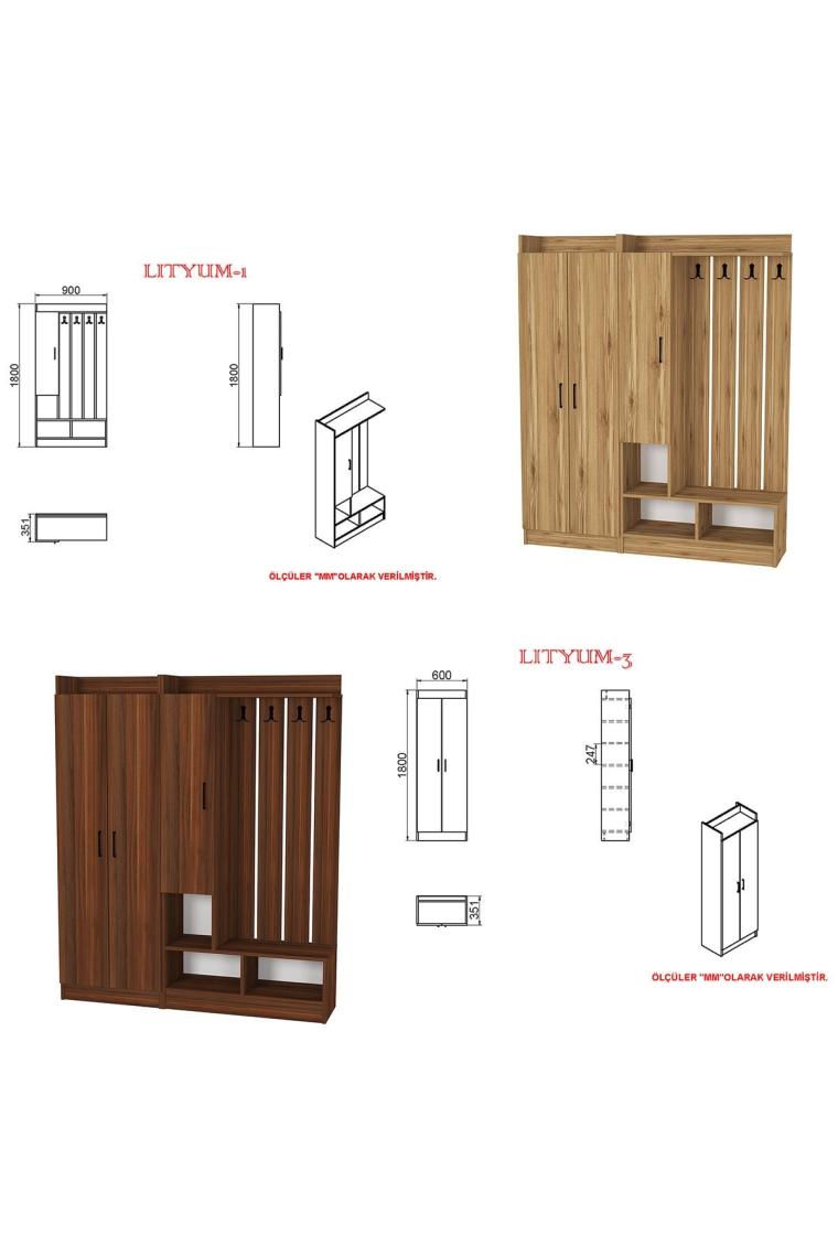 Lityum-1-3 Portmanto Vestiyer Ayakkabılık