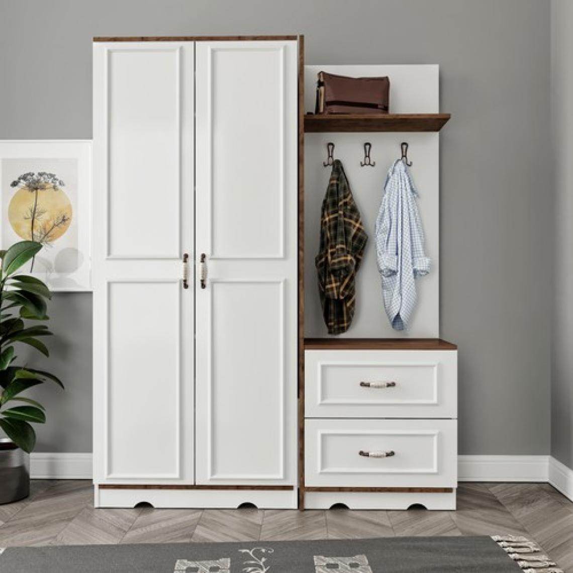 Kzn Home Kartopu Modüler Country Portmanto, Vestiyer, Ayakkabılık Mdf