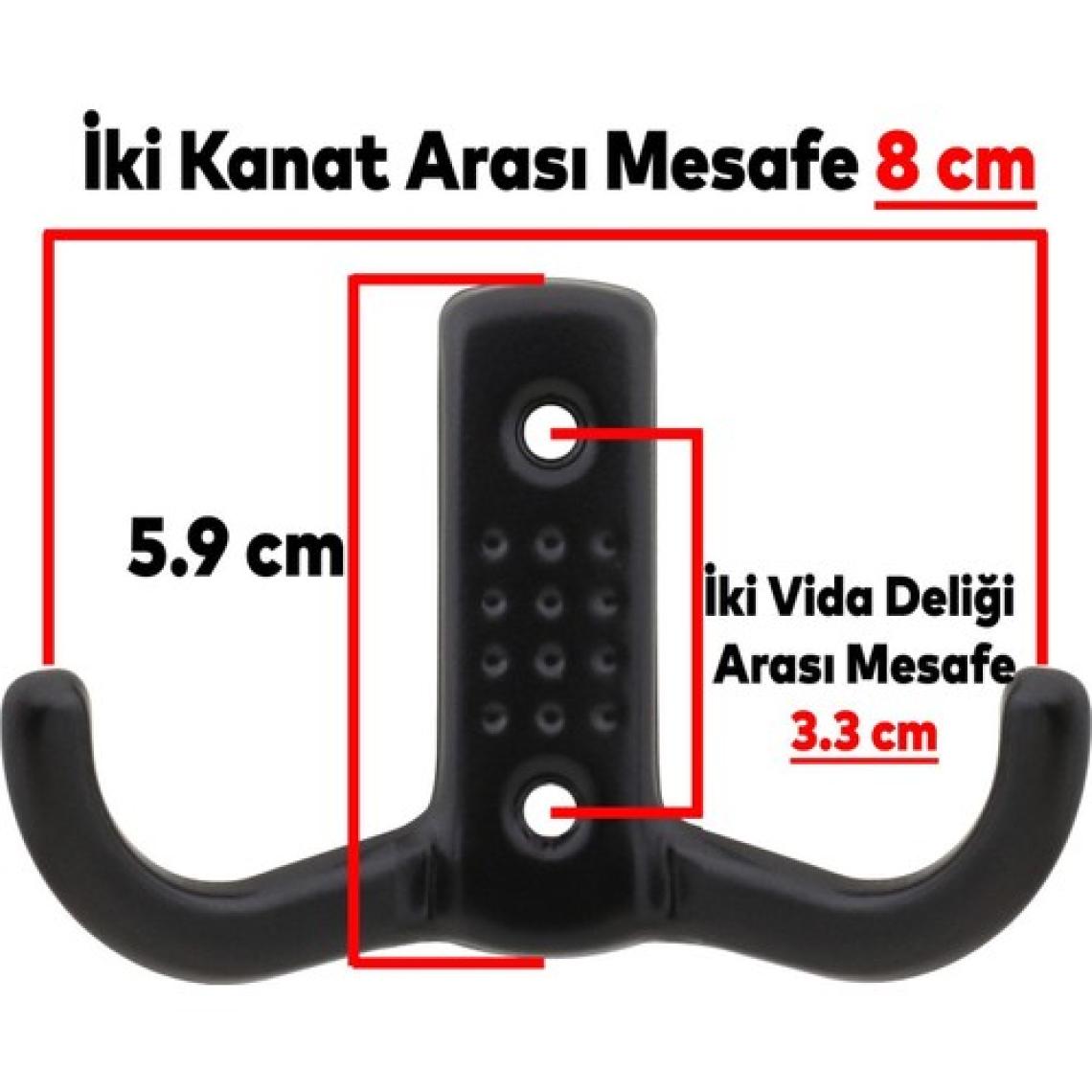 Badem10 Askı Noktalı Elbise Vestiyer Duvar Askısı Dolap Elbise Askılığı Mat Siyah Metal Askı