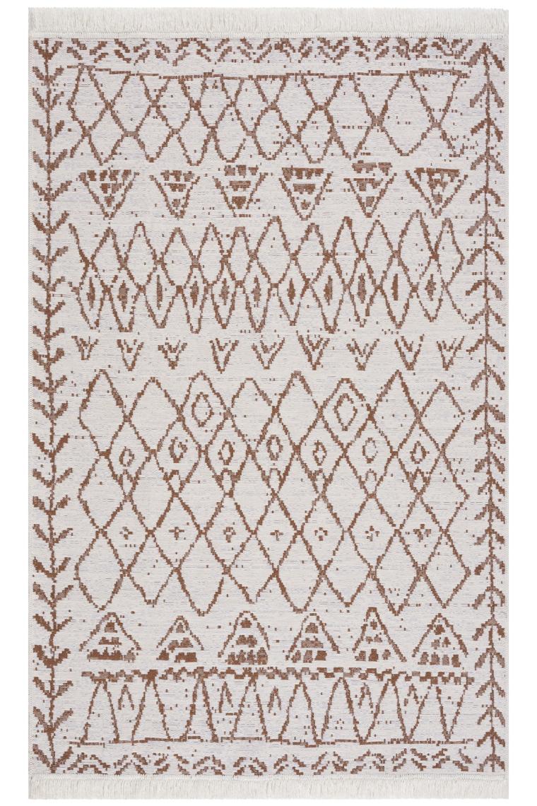 Caretta Home Siyah Beyaz Ponponlu Mistik Desenli Dokuma Kilim 60 x 90 cm