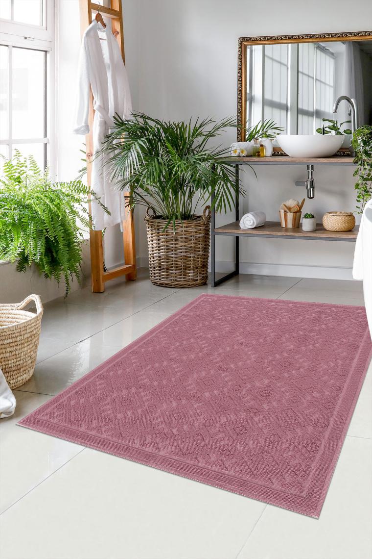 Caretta Home Pamuk Bukle Serisi Kaymaz Taban Yıkanabilir Dokuma Modern Halı & Kilim