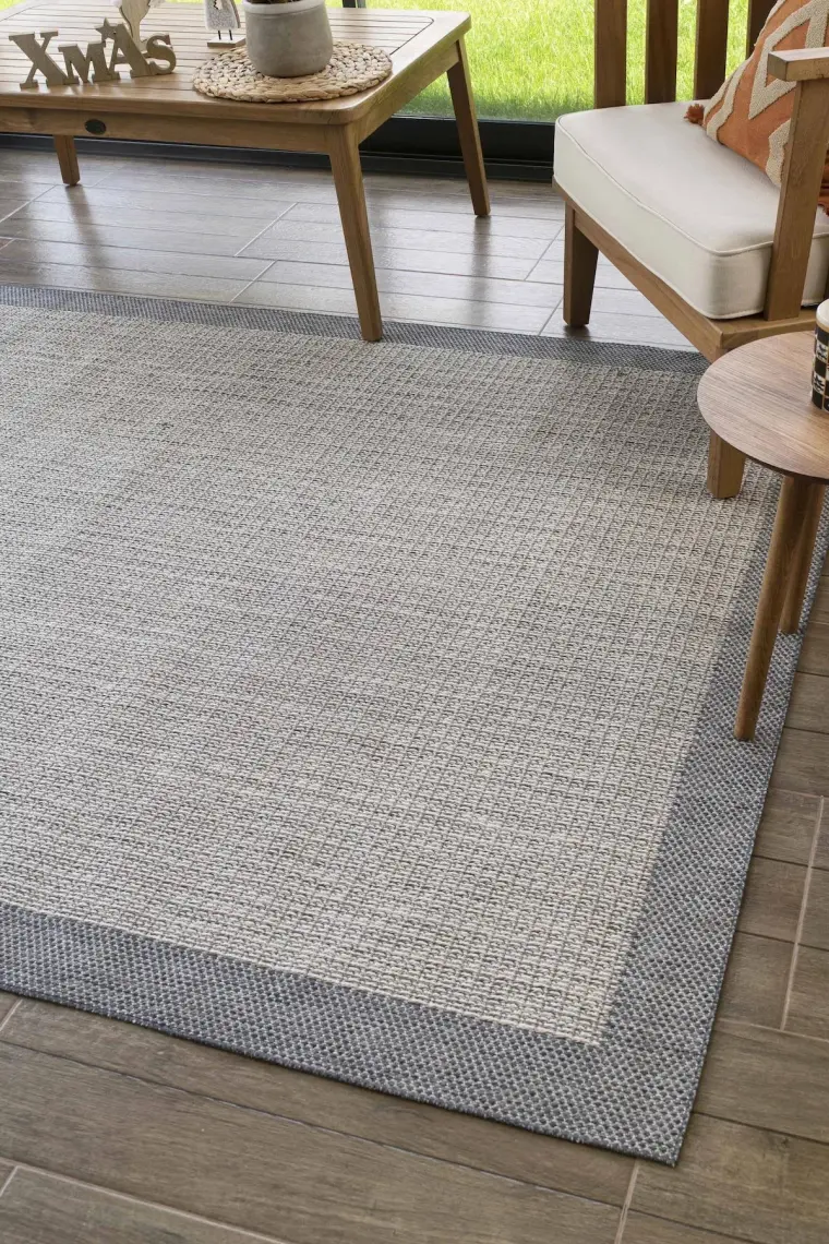 Konfor Sisalux 3092 Gri Jüt Tabanlı Modern Dokuma Kilim Sisal Hasır Halı80x300